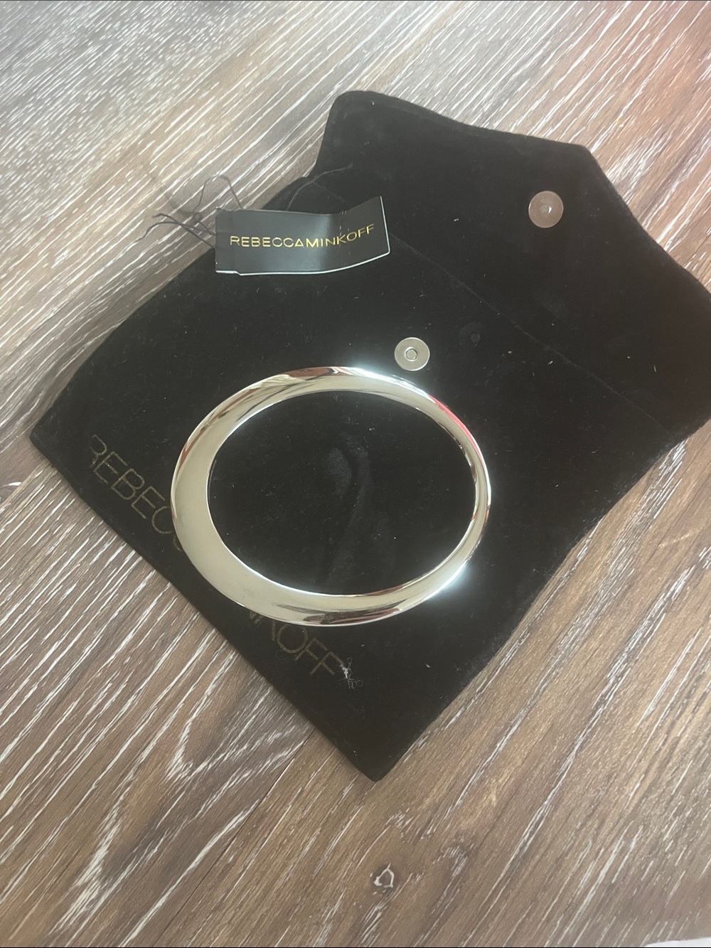 Rebecca Minkoff Polished Silver Oval Bangle